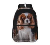 Hnnkloy Cavalier King Charles Spaniel, madre con cachorros,Mochila informal de 17 pulgadas con bolsillos, resistente al agua, para la escuela.