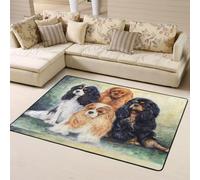 Hnnkloy Cavalier King Charles Spaniel Negro Dorado, Alfombra Grande Antideslizante para Sala de Estar o Dormitorio, 160 x 120 cm.