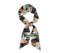Hnnkloy Cavalier King Charles Spaniel negro dorado, Bufanda de seda sintética para mujer, bufandas de moda para el cuello, pañuelo para el cuello, diadema