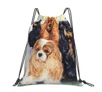 Hnnkloy Cavalier King Charles Spaniel negro dorado,Mochila con cordón unisex, bolsa deportiva para gimnasio, mochila informal para el día a día.