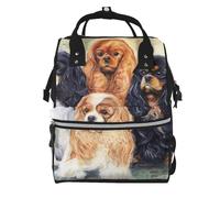 Hnnkloy Cavalier King Charles Spaniel negro dorado.Mochila de maternidad de gran capacidad, bolso cambiador, mochila de viaje para actividades al aire libre.