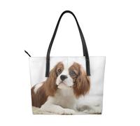 Hnnkloy Cavalier King Charles Spaniel Spaniel marrón,Bolso de mano de piel sintética, bolso tote de gran capacidad, bolso de hombro para mujer, ideal para el trabajo y los viajes.