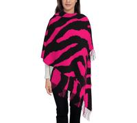 Hnnkloy Cebra negra rosa,Bufanda grande de cachemira sintética para mujer, chal ligero con borlas, 197 x 72 cm