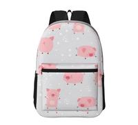 Hnnkloy Cerditos lindos y alegres,Mochila informal de 17 pulgadas con bolsillos, resistente al agua, para la escuela.