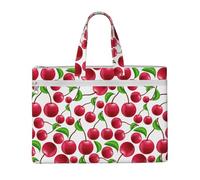 Hnnkloy Cerezas rojas impresas,Bolsa de lona para documentos con cremallera, bolso de mano, maletín para la escuela y la oficina.