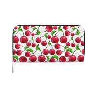 Hnnkloy Cerezas Rojas Impresas,Carteras de Cuero PU de Gran Capacidad para Hombres y Mujeres.