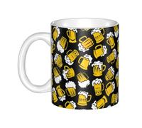 Hnnkloy Cerveza con dibujos animados retro,Taza de cerámica grande para café, ideal para cocina, restaurante, oficina o cafetería, 330 ml.