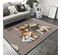 Hnnkloy Chihuahua Bulldog Lindo Perro Pug Mascota Animal Amigos Cachorro Beige, Alfombra Grande Antideslizante para Sala de Estar o Dormitorio, 208 x 148 cm.