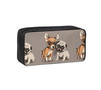 Hnnkloy Chihuahua Bulldog Lindo Perro Pug Mascota Animal Amigos Cachorro Beige,Estuche de lápices de Gran Capacidad, portátil, para bolígrafos, Bolsa de papelería para la Escuela y la Oficina.