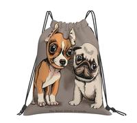Hnnkloy Chihuahua Bulldog Lindo perro Pug Mascota Animal Amigos Cachorro Beige,Mochila con cordón unisex, bolsa deportiva para gimnasio, mochila informal para el día a día.