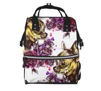 Hnnkloy Chihuahua y Rosa.Mochila de maternidad de gran capacidad, bolso cambiador, mochila de viaje para actividades al aire libre.