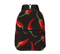 Hnnkloy Chile rojo,Mochila informal de 17 pulgadas con bolsillos, resistente al agua, para la escuela.