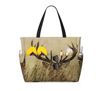 Hnnkloy Ciervo de cola blanca cervatillo en el desierto,Bolso de playa de gran capacidad, bolso de hombro de viaje para mujer, bolso de mano impermeable.