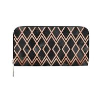 Hnnkloy Cobre y Diamantes Geo Negros,Carteras de Cuero PU de Gran Capacidad para Hombres y Mujeres.