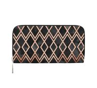 Hnnkloy Cobre y Diamantes Geo Negros,Carteras de Cuero PU de Gran Capacidad para Hombres y Mujeres.