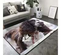 Hnnkloy Cocker Spaniel inglés, Perros de Pelaje Rizado Blanco parduzco, Alfombra Grande Antideslizante para Sala de Estar o Dormitorio, 208 x 148 cm.