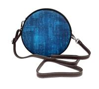 Hnnkloy Código binario azul del programador,Bolso de hombro de piel sintética, bolso cruzado redondo - Bolso circular para mujer