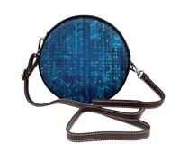 Hnnkloy Código binario azul del programador,Bolso de hombro de piel sintética, bolso cruzado redondo - Bolso circular para mujer