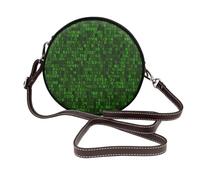 Hnnkloy Código informático decimal verde del programador,Bolso de hombro de piel sintética, bolso cruzado redondo - Bolso circular para mujer