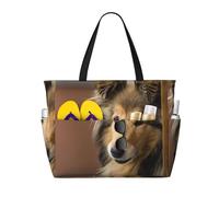 Hnnkloy Collie de pelo largo Lassie Perros Perros grandes y esponjosos Mascotas,Bolso de playa de gran capacidad, bolso de hombro de viaje para mujer, bolso de mano impermeable.