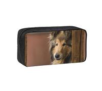 Hnnkloy Collie de Pelo Largo Lassie Perros Perros Grandes y esponjosos Mascotas,Estuche de lápices de Gran Capacidad, portátil, para bolígrafos, Bolsa de papelería para la Escuela y la Oficina.