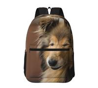 Hnnkloy Collie de pelo largo Lassie Perros Perros grandes y esponjosos Mascotas,Mochila informal de 17 pulgadas con bolsillos, resistente al agua, para la escuela.