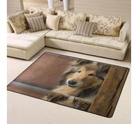 Hnnkloy Collie de Pelo Largo Lassie Perros Perros Grandes y Peludos Mascotas, Alfombra Grande Antideslizante para Sala de Estar o Dormitorio, 160 x 120 cm.