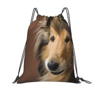 Hnnkloy Collie de pelo largo Lassie Perros Perros grandes y peludos Mascotas,Mochila con cordón unisex, bolsa deportiva para gimnasio, mochila informal para el día a día.