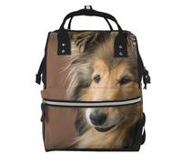 Hnnkloy Collie de pelo largo Lassie Perros Perros grandes y peludos Mascotas.Mochila de maternidad de gran capacidad, bolso cambiador, mochila de viaje para actividades al aire libre.
