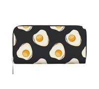 Hnnkloy Comida Huevos Fritos Oscuros,Carteras de Cuero PU de Gran Capacidad para Hombres y Mujeres.