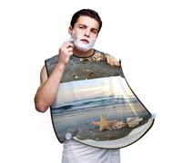 Hnnkloy Concha de estrella de mar Sunny Beach, Babero de afeitar para hombre, delantal para barba, recogedor de pelo de barba para hombre 107x73cm