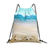 Hnnkloy Conchas marinas Arena,Mochila con cordón unisex, bolsa deportiva para gimnasio, mochila informal para el día a día.