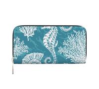 Hnnkloy Conchas Marinas, Caballito de mar y Coral,Carteras de Cuero PU de Gran Capacidad para Hombres y Mujeres.