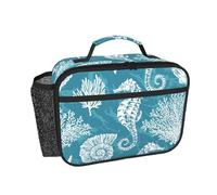 Hnnkloy Conchas marinas, caballitos de mar, coral,Bolsa de almuerzo portátil, fiambrera resistente, bolsa isotérmica reutilizable