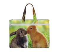 Hnnkloy Conejo Amor Impreso,Bolsa de lona para documentos con cremallera, bolso de mano, maletín para la escuela y la oficina.