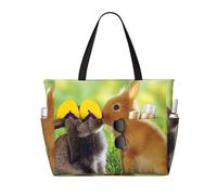 Hnnkloy Conejo Amor Impreso,Bolso de playa de gran capacidad, bolso de hombro de viaje para mujer, bolso de mano impermeable.