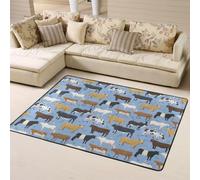 Hnnkloy Conjunto de toros y Vacas, Animales de Granja, Ganado, mamíferos, Alfombra Grande Antideslizante para Sala de Estar o Dormitorio, 160 x 120 cm.