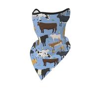 Hnnkloy Conjunto de toros y vacas, animales de granja, ganado, mamíferos,Cubrebocas suave, braga de cuello, media máscara, bufanda, mascarilla deportiva