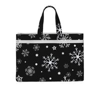 Hnnkloy Copo de nieve navideño negro invierno,Bolsa de lona para documentos con cremallera, bolso de mano, maletín para la escuela y la oficina.