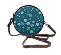 Hnnkloy Copos de nieve azules,Bolso de hombro de piel sintética, bolso cruzado redondo - Bolso circular para mujer