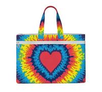 Hnnkloy Corazón amor arcoíris tie dye,Bolsa de lona para documentos con cremallera, bolso de mano, maletín para la escuela y la oficina.