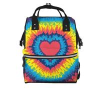 Hnnkloy Corazón Amor Arcoíris Tie-Dye.Mochila de maternidad de gran capacidad, bolso cambiador, mochila de viaje para actividades al aire libre.