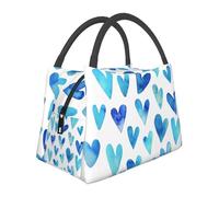 Hnnkloy Corazón azul elegante romántico único,Bolsa de almuerzo portátil, bolsa isotérmica, fiambrera duradera, bolsa térmica reutilizable.