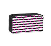 Hnnkloy Corazón Rosa sobre línea Negra,Estuche de lápices de Gran Capacidad, portátil, para bolígrafos, Bolsa de papelería para la Escuela y la Oficina.