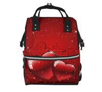 Hnnkloy Corazones de amor brillantes impresos para San Valentín.Mochila de maternidad de gran capacidad, bolso cambiador, mochila de viaje para actividades al aire libre.