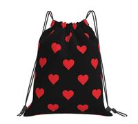Hnnkloy Corazones rojos sobre fondo negro,Mochila con cordón unisex, bolsa deportiva para gimnasio, mochila informal para el día a día.