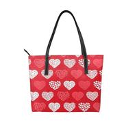Hnnkloy Corazones rojos y blancos y amor,Bolso de mano de piel sintética, bolso tote de gran capacidad, bolso de hombro para mujer, ideal para el trabajo y los viajes.