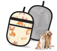 Hnnkloy Corgi con Huesos y Palabras, Paquete de 2 Guantes para Eliminar el Pelo de Mascotas, Guantes de Aseo antiestáticos para Perros y Gatos.