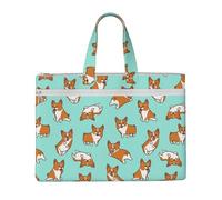 Hnnkloy Corgi lindo perro,Bolsa de lona para documentos con cremallera, bolso de mano, maletín para la escuela y la oficina.