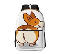 Hnnkloy Corgi perro divertido trasero,Mochila informal de 17 pulgadas con bolsillos, resistente al agua, para la escuela.